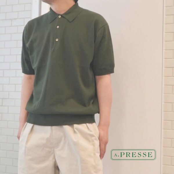 A.PRESSE Cotton Knit S/S Polo Shirts-